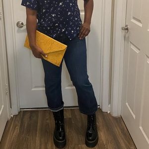 Yellow snakeskin Printed Clutch